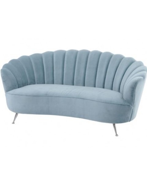 Libra Haiycon Blue Velvet  Two Seater Shell Sofa 